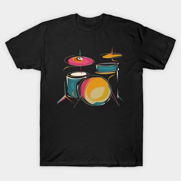 Drums Music Art T-Shirt by JSJ Art